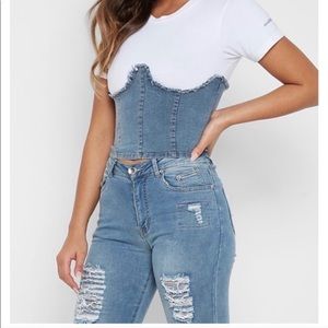 THRILL JEANS Small Denim Bustier Tee